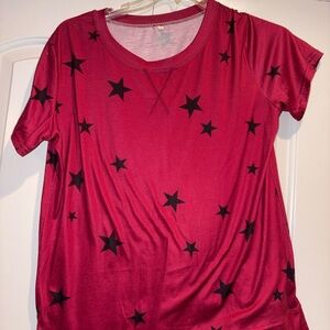 Red Star Print Women's Top